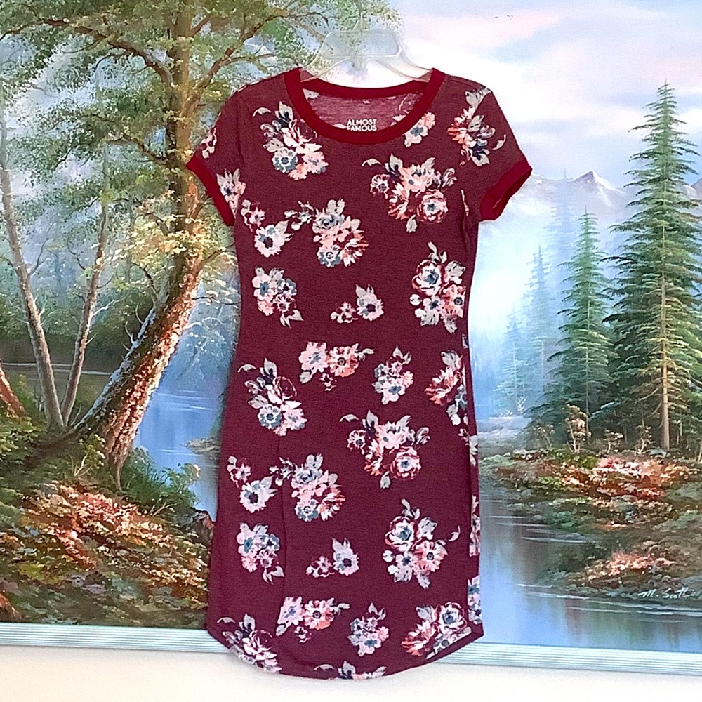 Burgundy Floral Mini Dress